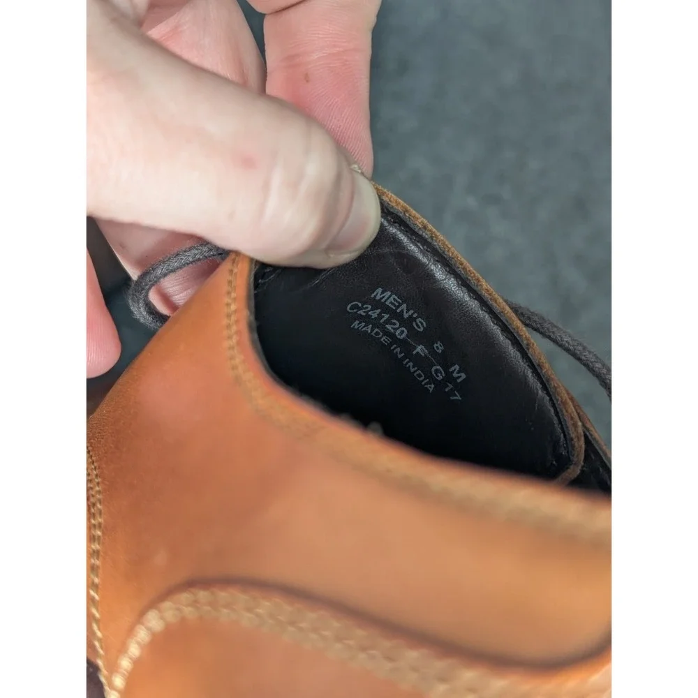 Cole Haan Benton II Brown Leather Cap‎ Toe Dress Shoes C24120 Men's 8 M